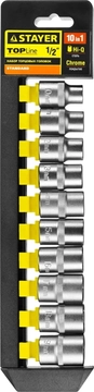 STAYER  RSS 10L, 10 предм., (1/2″), набор торцовых головок (27755-H10) 27755-H10
