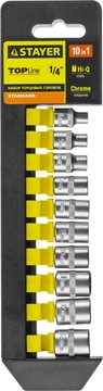 STAYER  RSS 10S, 10 предм., (1/4″), набор торцовых головок (27758-H10) 27758-H10