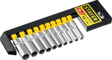 STAYER  RSS 10SD, 10 предм., (1/4″), набор торцовых головок (27759-H10) 27759-H10