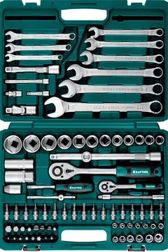 KRAFTOOL  X-Drive 82, 82 предм., (1/2″+1/4″), универсальный набор инструмента (27887-H82) 27887-H82_z03