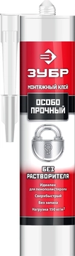 ЗУБР  300 мл, без растворителей белый, особопрочный монтажный клей (41338) 41338