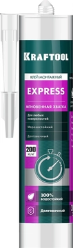 KRAFTOOL  310мл прозрачный, монтажный клей экспресс хватка (41347) 41347