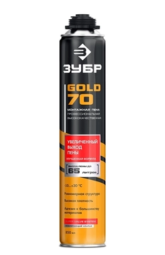 ЗУБР  GOLD PRO 65, 850 мл, мелкопористая, c выходом до 65 л, пистолетная, монтажная пена (41157) 41157
