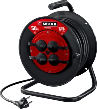 MIRAX  ПВС, 3 х 2.5 мм2, 50 м, 3500 Вт, IP44, силовой удлинитель на катушке (55051-50) 55051-50