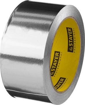 STAYER  ProTape, 50 мм, 25 м, до 120 °С, самоклеящаяся алюминиевая лента, Professional (12268-50-25) 12268-50-25