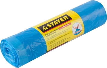 Stayer  120 л, 10 шт, синие, особопрочные, особопрочные с завязками, мусорные мешки (39155-120) 39155-120