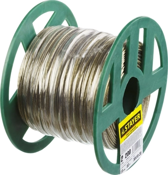 STAYER  2 мм, L 200 м, стальной трос в полимерной оболочке (30410-20) 30410-20