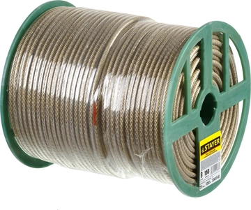 STAYER  6 мм, L 150 м, стальной трос в полимерной оболочке (30410-60) 30410-60
