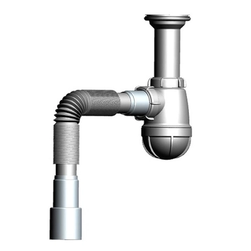 B0515 Сифон для кухни 1½"х40 с удлинённой горловиной с гофротрубой 40х40-50 т тт000009747