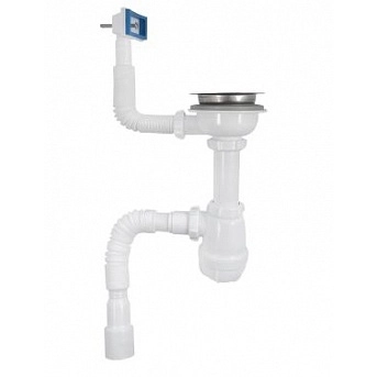 B0148 Сифон для мойки 3½"х40 с прямоугольным переливом и гофротрубой 40х40-50 т тт000015814