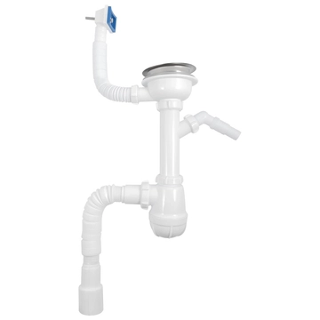 B0147 Сифон для мойки 3½"х40 с прямоугольным переливом, отводом для стир. маш. и гофротрубой 40х40-50 т тт000015816