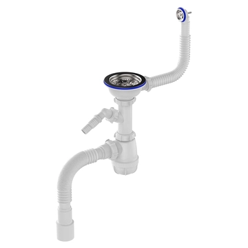 B0140 Сифон для мойки 3½"х40 с круглым переливом, отводом для стир. маш. и гофротрубой 40х40-50 т тт000017775