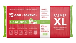 Утеплитель RockWool Лайт Баттс Скандик XL 1200х600х100 (6шт/пач. 4,32м2, 0,432м3, 24пач/пал) GL 129894