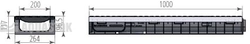 Лоток водоотводный пластиковый Aquastok Profi DN200 H202 E600 комплект 1000х264х202 (1200) GL 711314