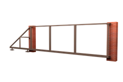 Ворота откатные Жалюзи к кирпичному столбу 2,0х6,0 RAL 8017 GL 727080