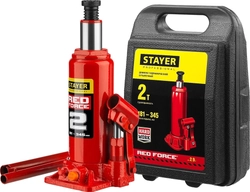 STAYER  RED FORCE, в кейсе, 2 т, 181 - 345 мм, бутылочный гидравлический домкрат, Professional (43160-2-K) 43160-2-K_z01