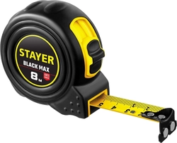STAYER  BlackMax, 8 м х 25 мм, рулетка с двумя фиксаторами, Professional (3410-08) 3410-08_z02