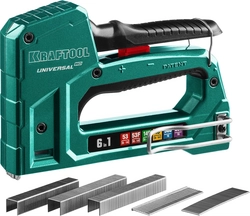 KRAFTOOL  Universal-HD, 6-в-1: 53 (A/10/JT21) 23GA (6 - 14 мм)/140 (G/11/57) 20GA (8 - 14 мм)/13/53F/300/500, универсальный алюминиевый степлер (3188) 3188