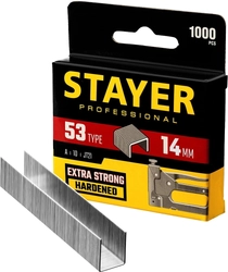 STAYER  тип 53 (A/10/JT21), 14 мм, 1000 шт, калибр 23GA, скобы для степлера, Professional (3159-14) 3159-14_z02