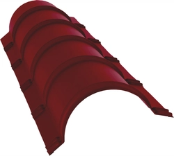 Планка конька полукруглого Grand Line 0,45 ПЭ двухсторонний с пленкой RAL 3005 красное вино (1,97м) GL 646075
