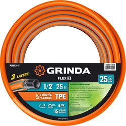 GRINDA  FLEX 3, 1/2″, 25 м, 25 атм, из термоэластопласта, трёхслойный, армированный, гибкий, поливочный шланг, PROLine (429008-1/2-25) 429008-1/2-25