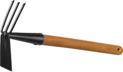 GRINDA  ProLine 113х100х575 мм, 3 зубца, деревянная ручка, мотыга-рыхлитель (421517) 421517