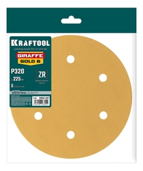 KRAFTOOL Giraffe GOLD-6 225 мм, Р320, шлифовальный круг на липучке, 6 отв. (35652-320) zb  35652-320