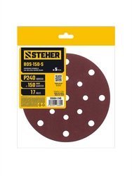 STEHER BOS-150-S 150 мм, Р240, шлифовальный круг на липучке, 17 отв., 5 шт. (35684-240) zb  35684-240