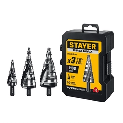 STAYER Pro-Max 3 шт, 4-38мм, винтовая спираль, набор сверл ступенчатых (29661-4-38-H3) zb  29661-4-38-h3