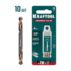 KRAFTOOL DOUBLE Сo-8 4х55мм, Сверло двухстороннее по металлу, сталь M42(+8%Co), класс А (29654-4.0-10) zb  29654-4.0-10