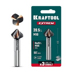 KRAFTOOL EXTREME Со5-А, d 20.5х10х63 мм, Z3, 90°, сталь M35, U-образная спираль, зенковка (29734-10) zb  29734-10