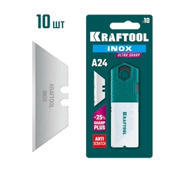 KRAFTOOL INOX-A24, 10 шт, нержавеющие трапециевидные лезвия (09626-S10) zb  09626-s10