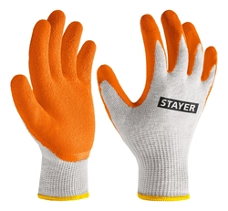 STAYER ULTRA, S-M, х/б перчатки с рельефным латексным покрытием, противоскользящие (11403-S) zb  11403-s