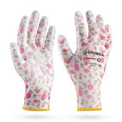 GRINDA COMFORT, M (8), садовые перчатки с прозрачным полиуретановым покрытием, розовые, 13 класс (11291-M) zb  11291-m_z01
