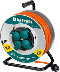 KRAFTOOL ПВС 3х2.5 30м 4000Вт IP44, Силовой удлинитель на стальной катушкеEXPERT (55089-30) zb  55089-30