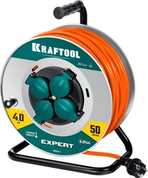 KRAFTOOL ПВС 3х2.5 50м 4000Вт IP44, Силовой удлинитель на стальной катушкеEXPERT (55089-50) zb  55089-50