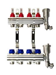 Ридан 088U0724R — Комплект коллекторов FHF-4RF set с расходомерами, кронштейнами и торцевыми секциями с автоматическими воздухоотводчиками, 4 контура 088u0724r
