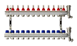 Ридан 088U0732R — Комплект коллекторов FHF-12RF set с расходомерами, кронштейнами и торцевыми секциями с автоматическими воздухоотводчиками, 12 контуров 088u0732r