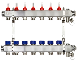 Ридан 088U0957R — Комплект коллекторов SSM-7RF set с расходомерами, кронштейнами, ручным воздухоотводчиком, сливным краном и торцевой заглушкой, 7 контуров 088u0957r