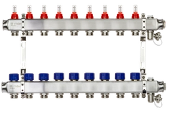 Ридан 088U0959R — Комплект коллекторов SSM-9RF set с расходомерами, кронштейнами, ручным воздухоотводчиком, сливным краном и торцевой заглушкой, 9 контуров 088u0959r