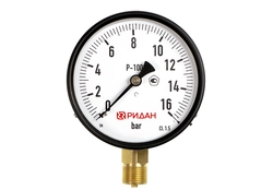 Ридан 800G201615R — Манометр показывающий (общетехнический) P-100G, 0-16 бар, M20x1,5, диаметр 100 мм, присоединение радиальное, класс точности 1,5, IP54 800g201615r