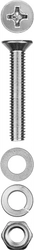 ЗУБР  DIN 965, M4 х 40 мм, цинк, 15 шт, винт с гайкой и шайбами (303456-04-040) 303456-04-040