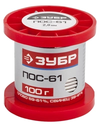 ЗУБР  100 г, 2 мм, проволока, ПОС 61, припой (55450-100-20) 55450-100-20