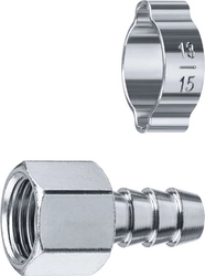 ЗУБР  штуцер ″елочка″, 10 мм - 1/4″F, переходник с обжимным хомутом, Профессионал (64923-1/4-10) 64923-1/4-10