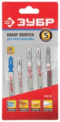 ЗУБР  T-хвост., по дереву и металлу, 5 шт, набор полотен для лобзика (15591-H5) 15591-H5