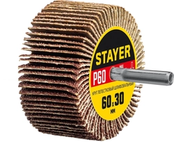 STAYER  d 60 x 30 мм, P60, на шпильке d 6 мм, круг шлифовальный лепестковый (36608-060) 36608-060