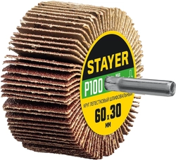 STAYER  d 60 x 30 мм, P100, на шпильке d 6 мм, круг шлифовальный лепестковый (36608-100) 36608-100