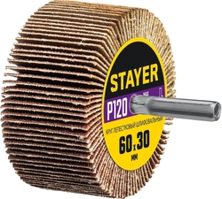 STAYER  d 60 x 30 мм, P120, на шпильке d 6 мм, круг шлифовальный лепестковый (36608-120) 36608-120