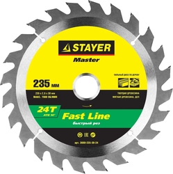 STAYER  Fast Line, 235 x 30/20 мм, 24Т, быстрый рез, пильный диск по дереву (3680-235-30-24) 3680-235-30-24