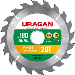 URAGAN  Fast, 180 х 30/20 мм, 20Т, пильный диск по дереву (36800-180-30-20) 36800-180-30-20_z01